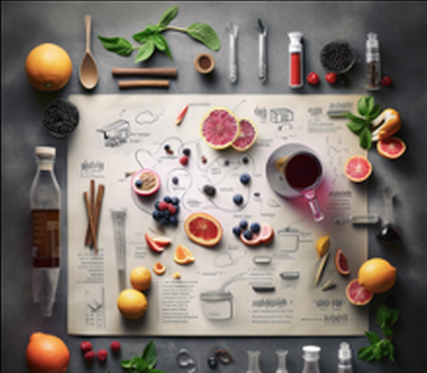 Ingredientes, herramientas y diagramas de planificación gastronómica del workshop